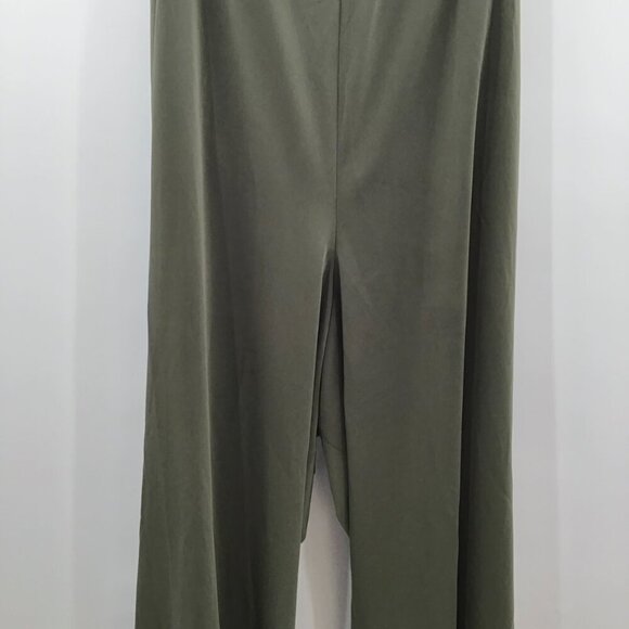 Lane Bryant Wide Leg Pants Sz 26/28W Stretchy Silky Green Elastic Waist Pull On - Picture 6 of 9